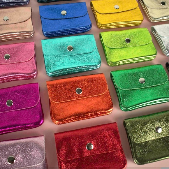 Red Metallic Leather Coin Purse - Picture 9 of 11